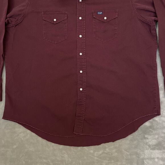 Vintage 90's Wrangler Western Shirt Men's 19 x 36 Big Pearl Snap‎ Long Tails USA - Picture 8 of 9